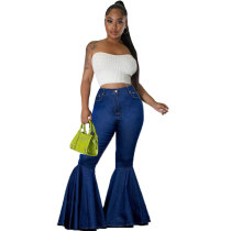 Solid Color Slim Denim Big Flare Jeans NY-5016