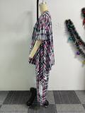 Printed Irregular Hem Wide Leg Two Piece Pant Set NY-10801