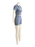 Deep V Neck Lapel Patchwork Two Piece Skirt Set CH-24032