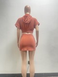 Solid Color Patchwork Hooded Skirt Suit NYF-8178
