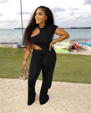 Sexy Irregular Solid Color Two Piece Pants Set LSL-0001