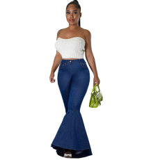 Solid Color Slim Denim Big Flare Jeans NY-5016