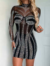 Long Sleeve Hot Drill Slim Mini Dress NY-3192