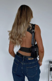 Solid Color Backless Sleeveless T Shirt MZ-2836