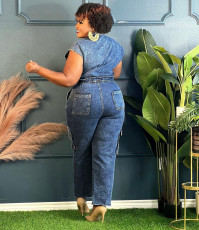 Sleeveless Single Breasted Straight Jumpsuit LX-6983