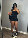 Tight Sling Pleated Flared Skirt Set (With Safety Pants) CH-24033