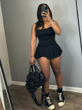Tight Sling Pleated Flared Skirt Set (With Safety Pants) CH-24033