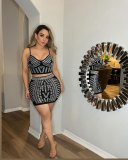 Sexy Hot Drill Sling Vest Two Piece Skirt Set NY-3197