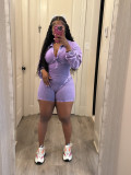 Lapel Deep V Skinny Long Sleeve Romper CH-24031