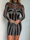 Long Sleeve Hot Drill Slim Mini Dress NY-3192