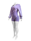 Lapel Deep V Skinny Long Sleeve Romper CH-24031