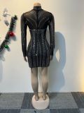 Long Sleeve Hot Drill Slim Mini Dress NY-3192