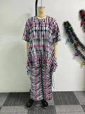 Printed Irregular Hem Wide Leg Two Piece Pant Set NY-10801