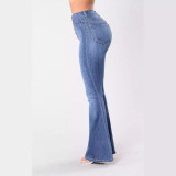 Denim High Waist Straight Jeans XCFF-9906