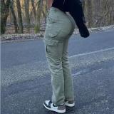 Solid Color Multi-pocket Slim Pant XCFF-11156