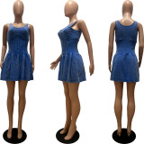 Tank Patchwork Pleated Mini Dress CM-8724