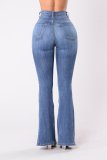 Denim High Waist Straight Jeans XCFF-9906