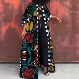 Plus Size Fashion Print Cardigan Long Coat OSIF-3395