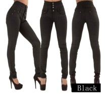 High Waist Solid Color Slim Jeans XCFF-2283167