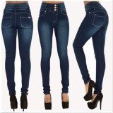 High Waist Solid Color Slim Jeans XCFF-2283167