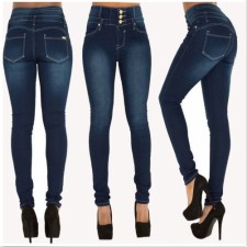 High Waist Solid Color Slim Jeans XCFF-2283167