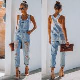Fashion Denim Holes Slim Jumpsuit XCFF-334
