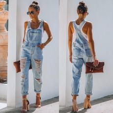 Fashion Denim Holes Slim Jumpsuit XCFF-334