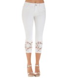 Plus Size Lace Patchwork Denim Seven-point Jeans XCFF-3147