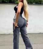 Solid Color Multi-pocket Slim Pant XCFF-11156