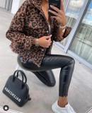 Leopard Print Long Sleeve Denim Tassel Jacket XCFF-5266