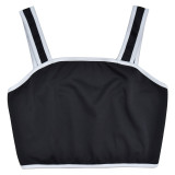 Solid Color Sling Tank Tops Two Piece Shorts Set BY-6966