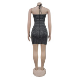 Hot Drill Sling Hollow Out Mini Dress BY-6939