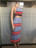 Sexy Knits Halter Vest And Sport Two Piece Skirt Set OSM-4459