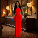 One-shoulder Solid Color Evening Dress BY-6940