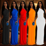 One-shoulder Solid Color Evening Dress BY-6940