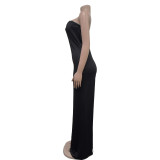 Solid Color Wrap Chest Wide Leg Jumpsuit BY-6941