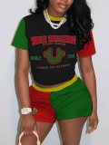 Print Shorts Sleeve Short Casual 2 Piece Set GYXF-8018