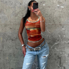 Casual Sleeveless Print Tank Tops XEF-47278