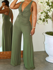 Sleeveless Deep V Solid Color Jumpsuit SFY-431