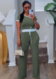 Rib Contrast Color Two Piece Pants Set SFY-2777