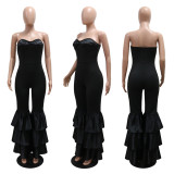 Sexy Wrap Solid Color Pressed Pleated Jumpsuit CYA-901250