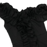 Solid Color Single Shoulder Pleated Evening Dress CYA-901219