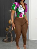 Casual Print Tight Two Piece Pants Set YH-5312