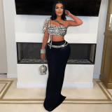 Hot Drill Sling Tops And Long Skirt 2 Piece Set CYA-901231