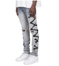 Men Holes Print Fashion Tight Jean XCFF-8886