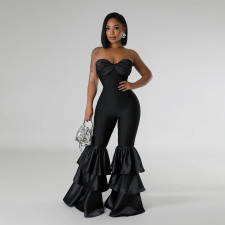 Sexy Wrap Solid Color Pressed Pleated Jumpsuit CYA-901250