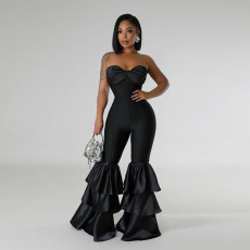 Sexy Wrap Solid Color Pressed Pleated Jumpsuit CYA-901250