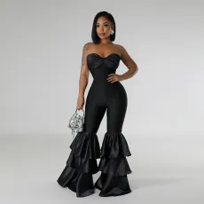 Sexy Wrap Solid Color Pressed Pleated Jumpsuit CYA-901250