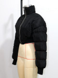 Black Short Down Cotton Jacket SH-391141