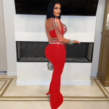Hot Drill Sling Tops And Long Skirt 2 Piece Set CYA-901231